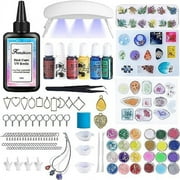 UV Resin Kit with Light,141Pcs Resin Jewelry Making Kit with 100g Fast Cure Clear Hard Low Odor UV Resin, Color Pigment, Resin Accessories, UV Resin Starter Kit for Jewelry Making