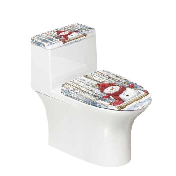 HELLHERO Snowman Swing Forest Toilet Lid Cover for Bathroom Polyester Fabric 17"x21" Dust Proof