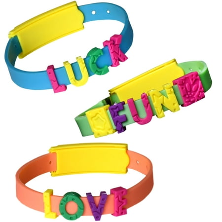 DIY Bracelet Kit for Kids  Bulk Arts and Crafts Set Includes [3] Make Your Own Message Bangles & Dozens of Colorful Letter Charms  Fun Personalized Jewelry Making for Girls Birthday & More  Ages 3+