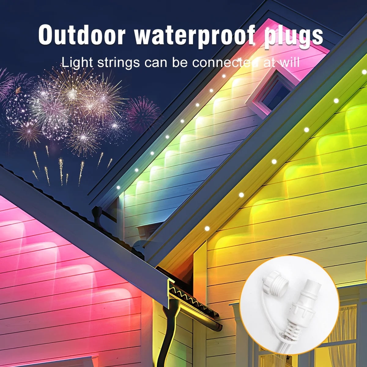 100FT Permanent Outdoor String Lights, RGBIC Smart App & Remote Control, IP65 Waterproof, Eaves Roof Garden Decoration for Christmas Party Holiday