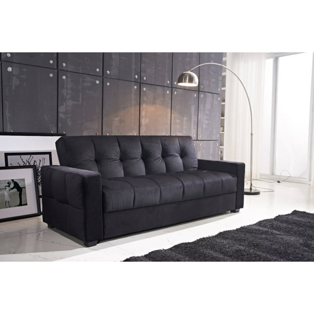 Sofa With Storage And Pocket Coil Spring Cushion, Black