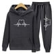 thumbnail image 2 of Gibobby Conjuntos de sudadera con bloques Patrones de fútbol Mujeres Casual Manga Larga Sudadera con Capucha Sudadera Chándal Jogger Pantalones de Chándal Uni(Gris oscuro,M), 2 of 3