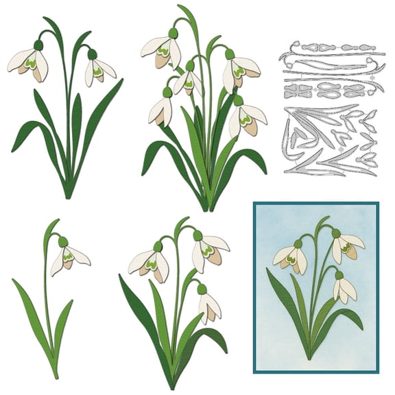 Snowdrop Flower Cutting Dies Card Making Die Stencil Carbon Steel Die Cuts Card Scrapbooking Embossing Template Dies