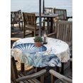 thumbnail image 2 of Outdoor Tablecloth with Umbrella Hole for Patio/Picnic/Party/Camping, Navy Blue Shell Coastal Waterproof Table Cloth Round Cover Washable, Starfish Coral Summer Beach Nautical (Dia 60"), 2 of 9