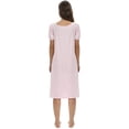 thumbnail image 5 of FNNMNNR Women‘s Nightgown Short Sleeve Nightdress Color Block Sleep Shirt Summer Square Neck Nightshirt, 5 of 6