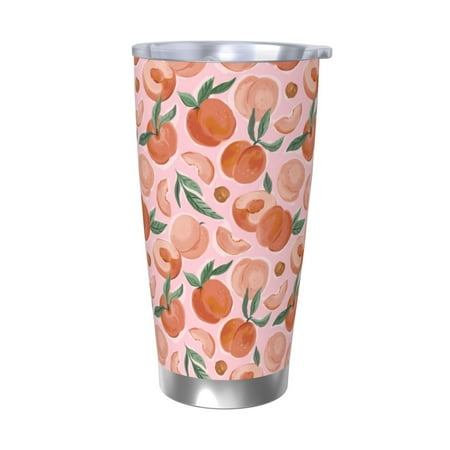 

KLL Painting Peach Print 40oz Stainless Steel Insulated Car Cup with Spillproof Lid - Keep Your Drink Hot or Cold on the Go-Without Straw