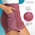 thumbnail image 4 of FITKICKS Airlight Soft Track Shorts with Liner and Mesh Pockets Mid-Rise Waist, Pink Small (Women’s), 4 of 8