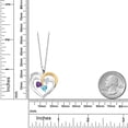 thumbnail image 2 of Gem Stone King Two Tone Purple Amethyst White Moissanite Swiss Blue Topaz `I love you always and forever` Engraved Pendant Necklace for Women (1.39 cttw, Heart Shape 5MM, 18 inch Chain), 2 of 3
