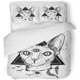 thumbnail image 1 of ABPHQTO Juego de ropa de cama de 3 piezas Sphinx Cat Piercing y Third Eye on Triangle Feathers Flying Crows Portrait Funda nórdica con 2 fundas de almohada, 1 of 1