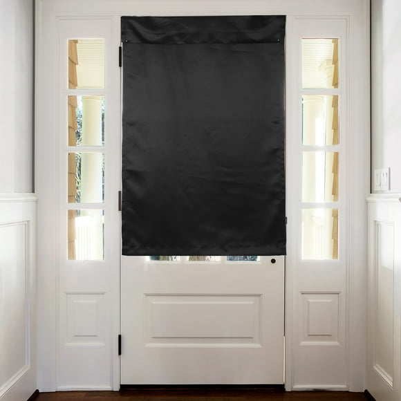 Uxcell Blackout Door Curtains French Side Door Window Curtain for Front Doors Tie Up Shade Black 26" x 49" 1 Panel