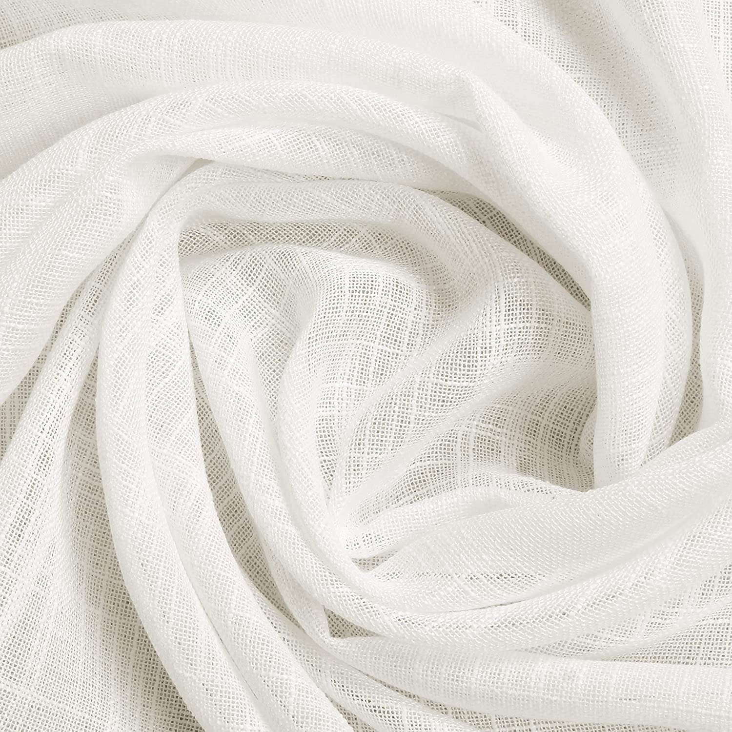 Bailu Linen Textured Semi Sheer Curtains for Bedroom 63 Inch Length Draperies Curtains Bronze Grommet (52''W x 63''L, 2 Panels, Off White)
