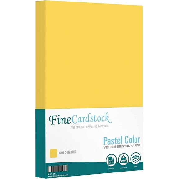 8.5 x 14” Pastel Color Paper – Great for Cards and Stationery Printing | Legal, Menu Size | Lightweight 20lb Paper | 100 Sheets | Goldenrod