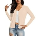 thumbnail image 4 of AKOEE Trendy Knit Cardigans for Women Lightweight Casual 3/4 Sleeve Button Down Scalloped Shrugs Sweater Tops (S, Beige), 4 of 8