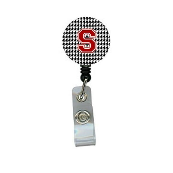 Carolines Treasures CJ1021-S-BR Houndstooth Black Initial S Monogram Initial Retractable Badge Reel Or Id Holder With Clip