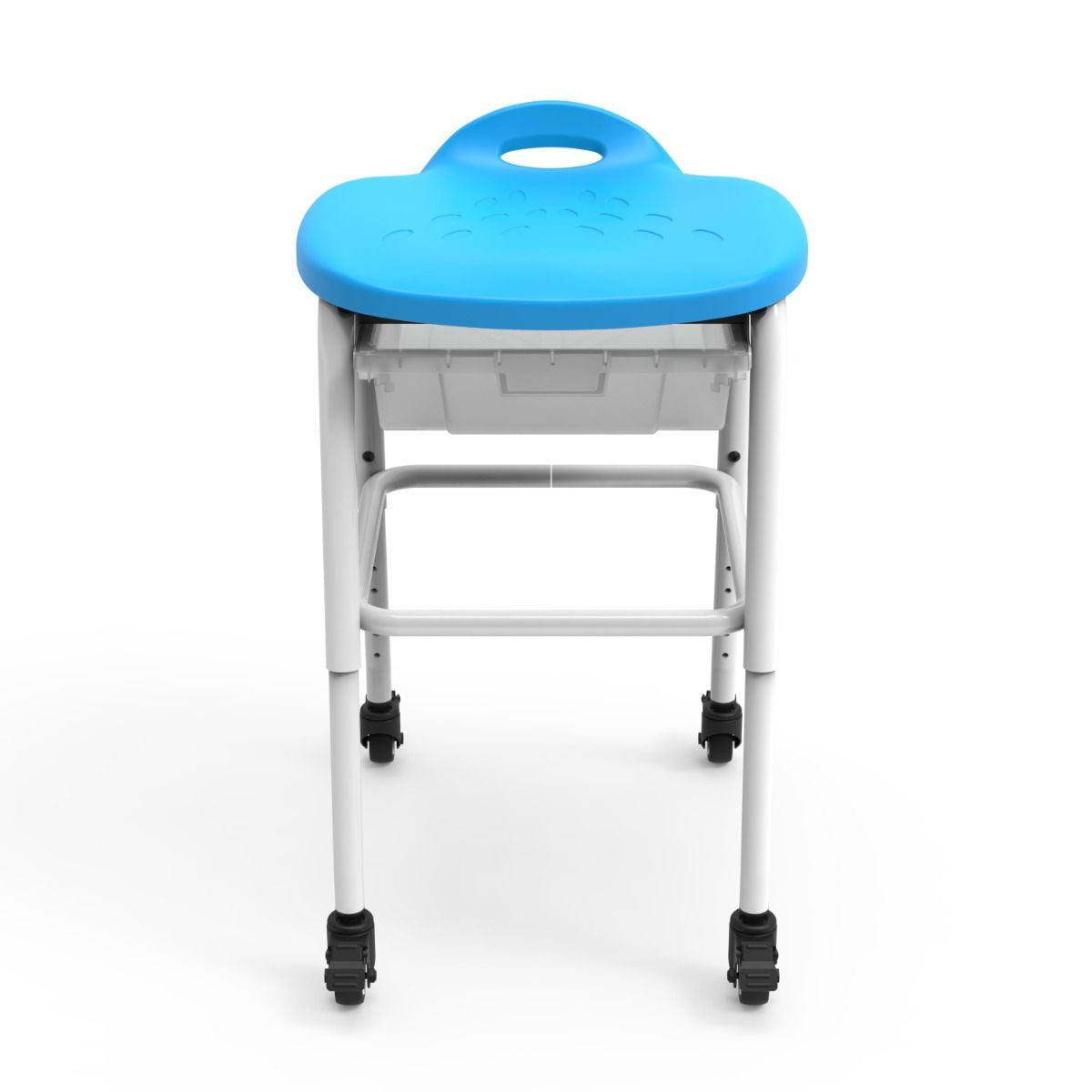 LUXOR MBS-STOOL-2 Adjustable-Height Stackable Classroom Stool with Wheels and Storage