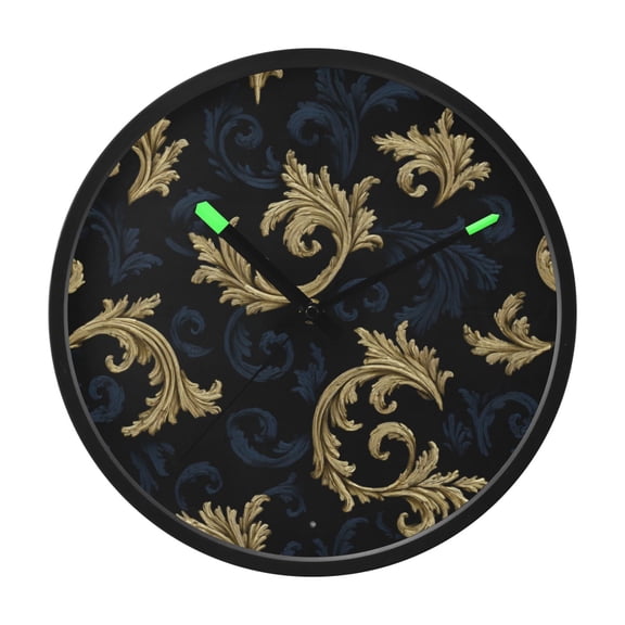Indoor 12' Voice-Activated Luminous Decoration Wall Clock With LED Night Light Gold and Navy Blue