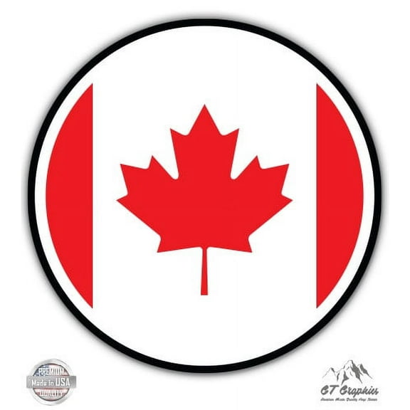 Canadian Flag - 3" Vinyl Sticker - For Car Laptop I-Pad Phone Helmet Hard Hat - Waterproof Decal