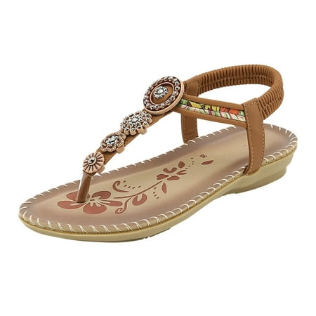 

Womens Sandals Women S Outdoor Summer Elastic Band Flat Beach Open Toe Breathable Sandals Shoes Women S Sandals Pu Brown 41