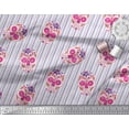 thumbnail image 2 of Soimoi Purple Cotton Voile Fabric Floral Skull & Stripe Printed Craft Fabric by the Yard 42 Inch Wide, 2 of 3