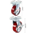 thumbnail image 2 of VEVOR Roulettes, Lot de 4, 6 x 2 Pouces, 2 Roulettes Rigides et 2 Pivotantes avec Frein Latéral, Plaque de Noyau en Fer Polyuréthane, Capacité de 1000 Lb par Roue, 2 of 9