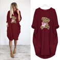 thumbnail image 2 of REDHOTYPE Robe Mi-Longue Imprimé Ours Dessin Animé pour Femmes Automne Décontractée Ample Rétro Robe de Soirée, 2 of 3