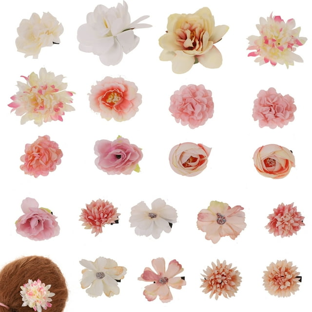 Shisuyan 21 Pcs Pinces à Cheveux Florales pour Femmes Ensemble Couleur Blanche