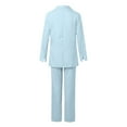 thumbnail image 4 of Business Casual Outfits for Women Open Toe Women Business Casual Set Classic Fit Suit Pant Ladies Dress Suit Wedding Dress Suits Ladies Elegant Solid Color Open Sleeve Lapel Straight Leg Trous Blue XL, 4 of 7