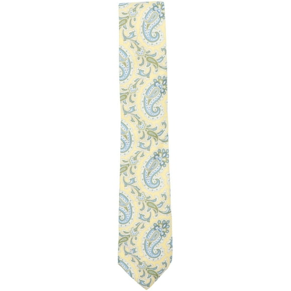 Altea Men's Yellow / Pastel Blue Green Paisley Necktie - One Size