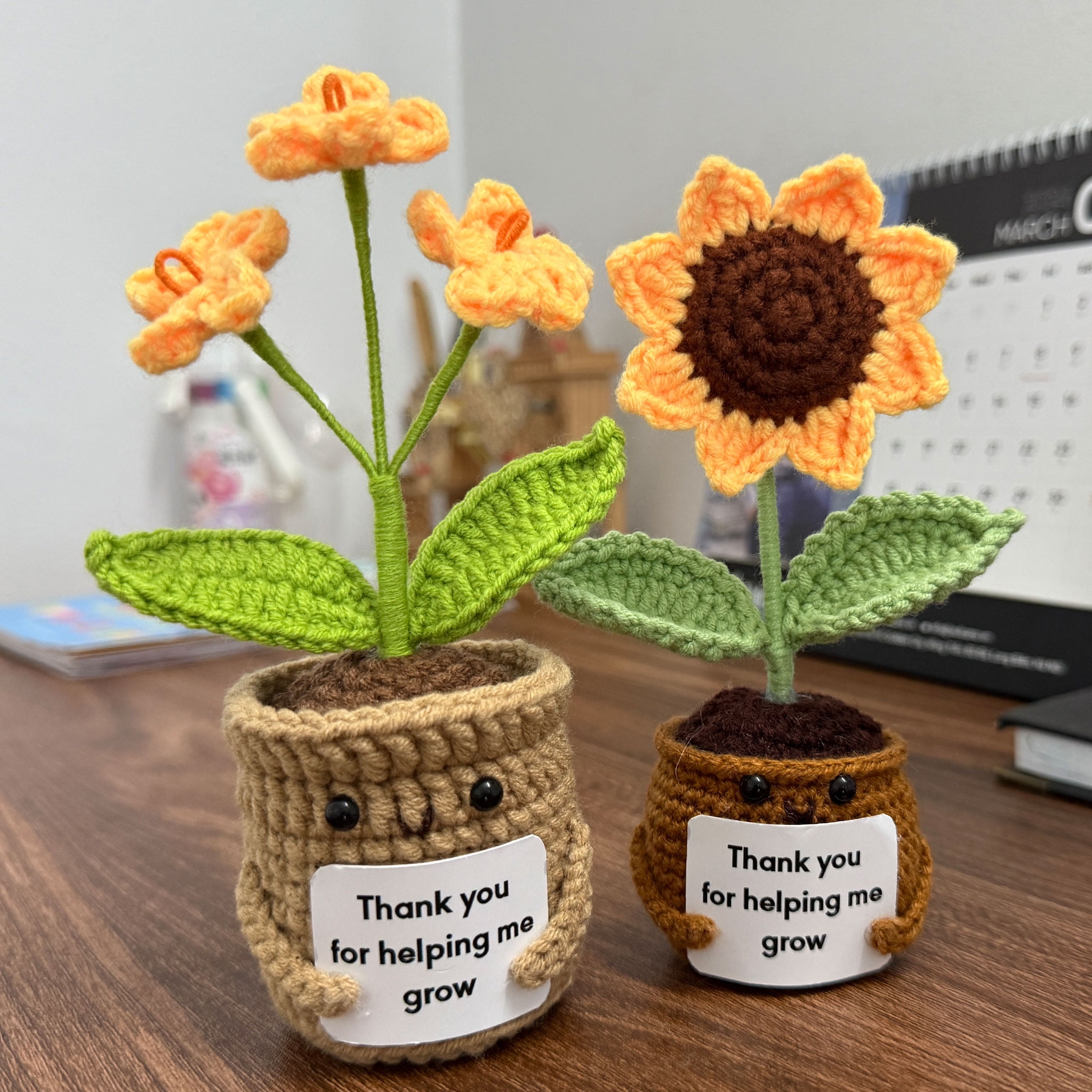 Cute Crochet Sunflower/Forget-me-not, Hand Knitted Flower, Thank