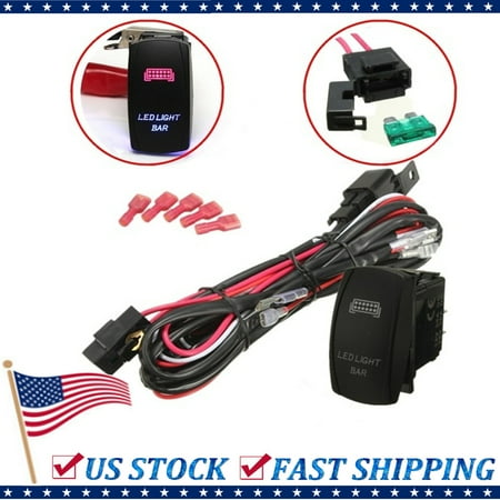 Truck Electrical Wiring - 1 Set Universal LED Work Light Bar Laser Rocker Switch Wiring Harness Kit Loom W/ 40A Relay Fuse for Cars Truck Motorcycle Boat