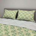 thumbnail image 2 of Leaves Comforter & Sham Bedding Set, Foliage and Flower Arrangement on a Hand Drawn Dotted Pale Background, 3 pcs Duvet Set Microfiber Filling Quilt, 5 Sizes, Fern Green and Beige, by Ambesonne, 2 of 4