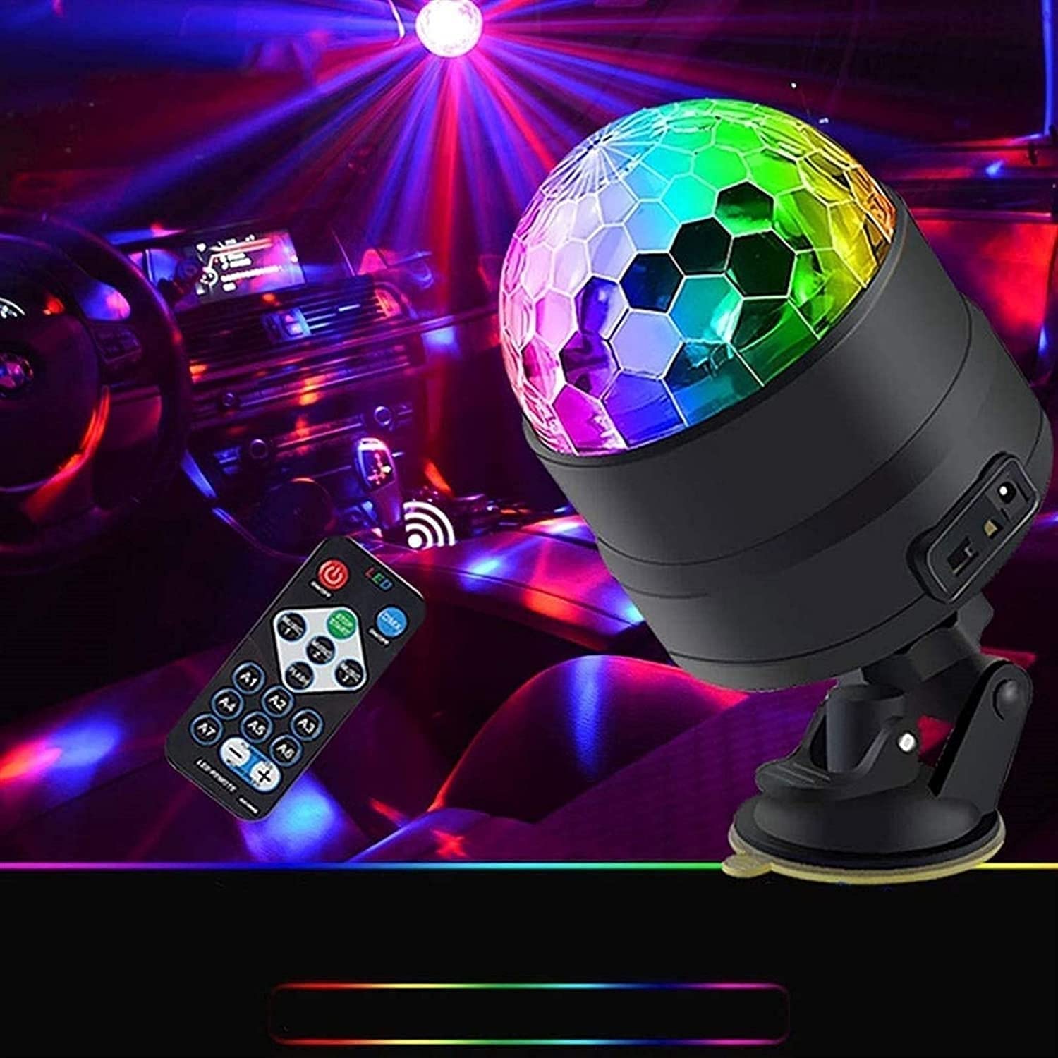 Party Lights,Lights Sound Activated,Halloween Ball Light,Stage Lights-Multi Colors Rotating Magic LED Strobe Lights for Xmas Parties,Room,Pool,Club,Home,Church,Wedding