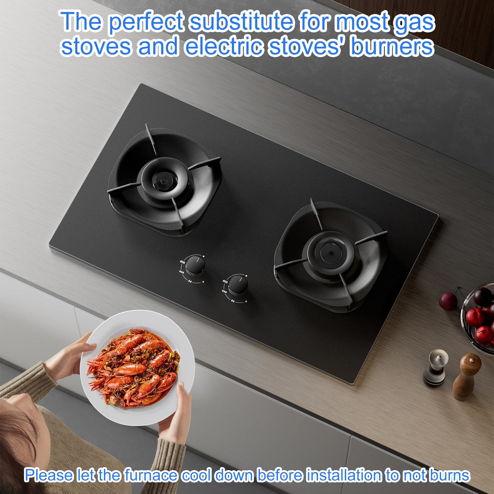 4 Pcs Cooker Hat Set Metal Cooktop Burner Cap and Burner Head Replacement Kit Heat Resistant Gas Stove Burner Caps for Most Gas Stove Burners 1 Large 1 Small and 2 Middle
