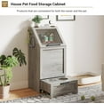 thumbnail image 2 of Garvee Flip Top Dog Food Storage Container, Wooden Pet Storage Cabinet with 2 Pull-Out Elevated Dog Bowls, Modern Pet Toy Organizer with 3 Hooks, Grey Finish, 2 of 8