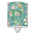 thumbnail image 1 of Carolines Treasures CJ2015-DCNL Letter D Circle Circle Teal Initial Alphabet Ceramic Night Light, 1 of 1