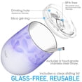 thumbnail image 3 of Stainless Steel Insulated Wine Tumbler - THILY Stemless Wine Glass with Lid and Straw, Splash-proof, Cute Travel Cup for Coffee, Cocktails, for Women, Mother, Wife, Girls, Violet Leaves, 3 of 4