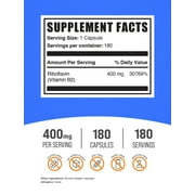 BulkSupplements Riboflavin Capsules - Vitamin B2, 400mg Per Serving (180 Capsules - 180 Servings)
