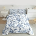 thumbnail image 2 of Manfei Blue Flower Bedding Comforter Set, Spring Garden Floral Twin Comforter Sets, Tropical Vintage Blossom Bedding Set, Microfiber Bedroom Decor Reversible 2-Piece, 2 of 8