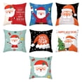 thumbnail image 1 of 7 dibujos animados Papá Noel estampado almohada de Navidad cubierta de poliéster almohada decorativa de melocotón cubierta de almohada de Navidad regalo de fiesta de Navidad familiar, 1 of 5