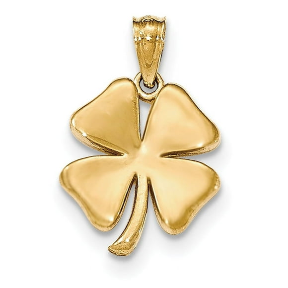14k Yellow Gold 4 Leaf Clover Necklace Charm Pendant Good Luck Italian Horn Celtic Claddagh