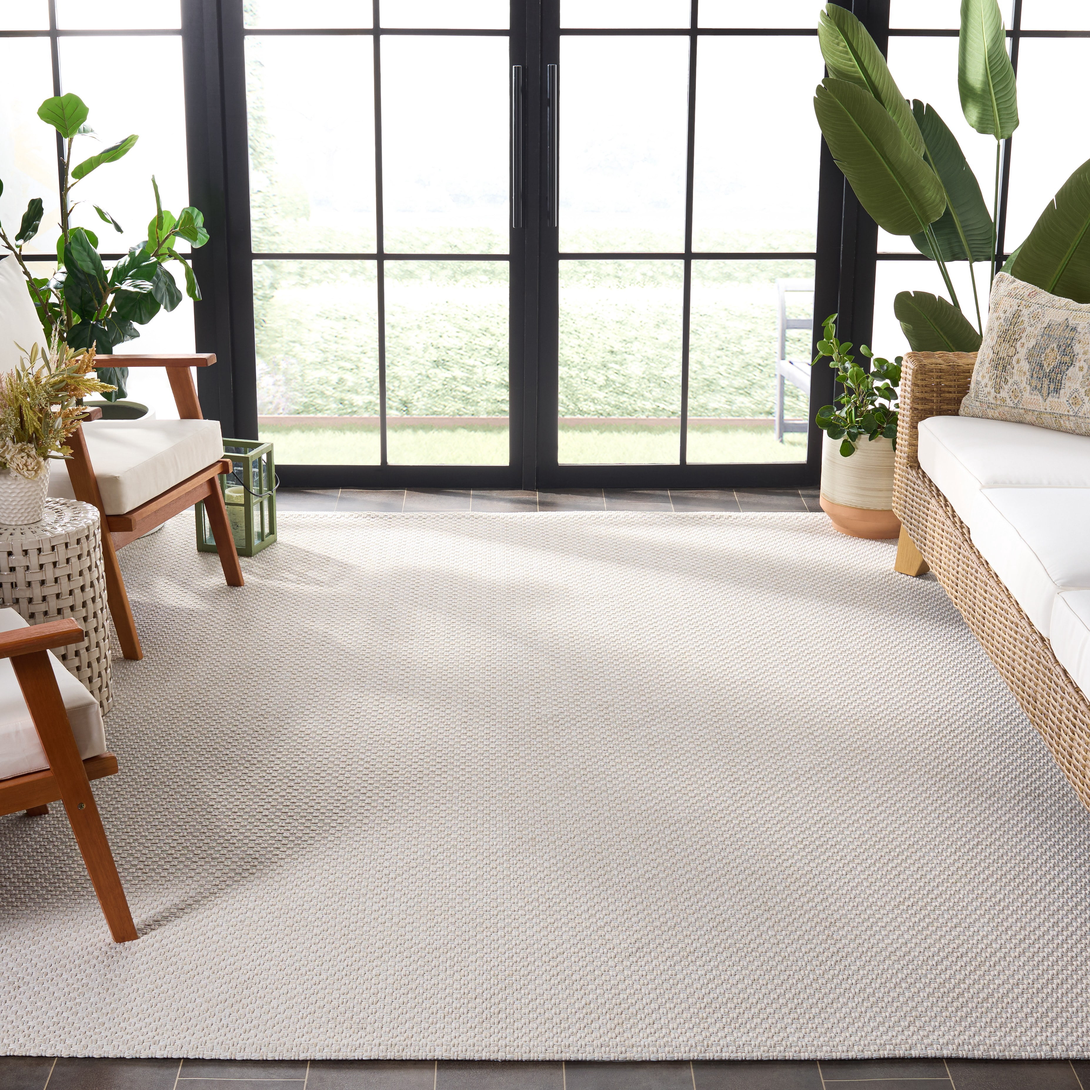 Safavieh Sisal All-Weather Delroy Solid Indoor/Outdoor Area Rug, Ivory, 3' x 5'