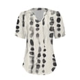 thumbnail image 4 of Womens Shirts Summer V Neck Tops Puff Short Sleeve T Shirt Pleated Floral Printed Tunic Blouse Shirts Womens Tops, 4 of 7