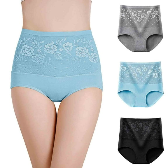 Xiaoxatg Panties for Women 3 Pack Mixed Color Women's High Waisted Underwear No Seam Underwear Women