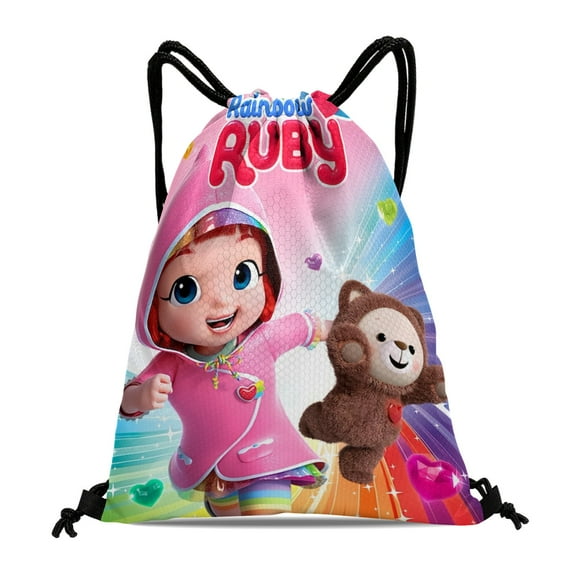 Drawstring Backpack for Rainbow Ruby Party Favor Bags Sackpack Adults Women Men Sports for Gym Travel Swimming Hiking Camping Tote Bag 11.8 × 15.7 in