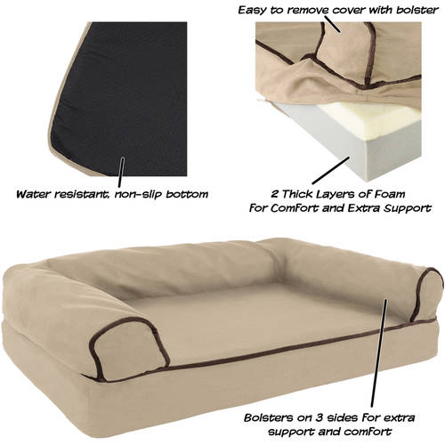 Orthopedic Dog Sofa Bed, Memory Foam Pet Bed with Foam Stuffed Bolsters PETMAKER - image 4 of 6