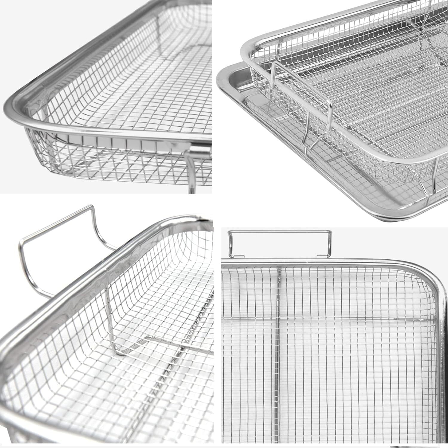 LQQBOX Air Fryer Basket for Oven, 19.09'' x 12.8'' Extra Large Air Fryer Basket and Pan, Stainless Steel Oven Air Fryer Basket and Tray