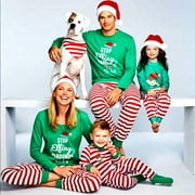 Family Christmas Matching Pajamas Set Stop Elfing Around Green Red Stripes Holiday Matching MEN'S X-LARGE
