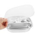 thumbnail image 3 of KAKOWELY Assiette Alimentaire Divisée en Acier Inoxydable pour Rangement Argent Réutilisable Durable Facile à Nettoyer 7 Pouces, 7.8"X7.8"X1.57 Pouces, 3 of 5