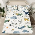 thumbnail image 2 of Castle Fairy Cartoon Plane Full Size Sheets 4-Piece for Boys Girls,Kawaii Aircraft Breathable Bed Sheets,Transportation Theme Lightweight Sheet Sets,Ultra Soft Home Decor, 2 of 7