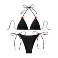 thumbnail image 2 of Trajes de baño Amzcrzy Tankini para mujer, trajes de baño, trajes de baño Bikini con control de abdomen Traje de baño de bikini a rayas para mujer Traje de baño de playa de cintura alta Negro, M, 2 of 9
